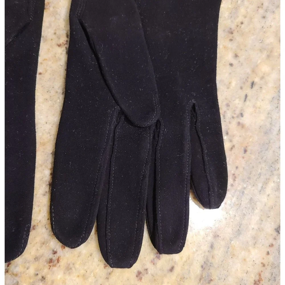 Vintage Size M 7 Black Soft Suede Leather Formal 8.5